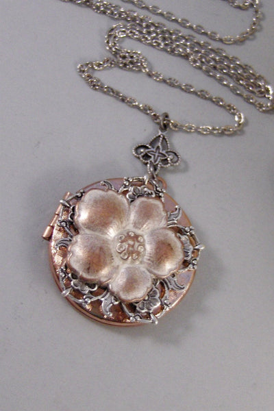Golden Rose,Locket,Silver Locket,Flower,Rose Gold,,Antique Locket,Floral,Jewelry. Handmade jewelry by valleygirldesigns.