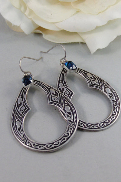 Gypsy Drop,Earring,Vintage Earrings,Sapphire,Sapphire Earrings,Blue,Navy,Rhinestone. Handmade Jewelry by valleygirldesigns.