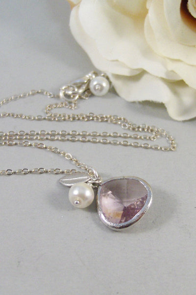 Summer Blossom,Necklace,Pink,October Birthstone,Blush,SilverNecklace,Wedding,Birdesmaid Gift,Bride Necklace,Pink NecklaceValley Girl Designs