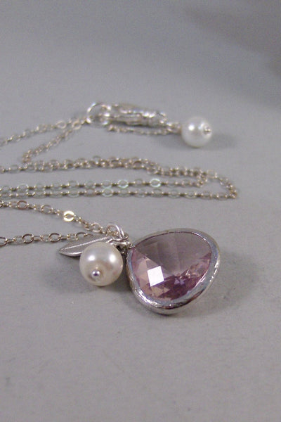 Summer Blossom,Necklace,Pink,October Birthstone,Blush,SilverNecklace,Wedding,Birdesmaid Gift,Bride Necklace,Pink NecklaceValley Girl Designs