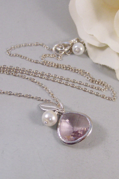 Summer Blossom,Necklace,Pink,October Birthstone,Blush,SilverNecklace,Wedding,Birdesmaid Gift,Bride Necklace,Pink NecklaceValley Girl Designs