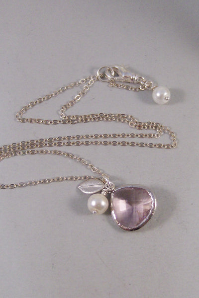 Summer Blossom,Necklace,Pink,October Birthstone,Blush,SilverNecklace,Wedding,Birdesmaid Gift,Bride Necklace,Pink NecklaceValley Girl Designs