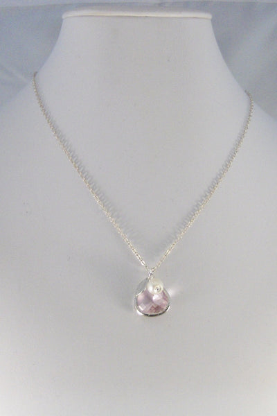 Summer Blossom,Necklace,Pink,October Birthstone,Blush,SilverNecklace,Wedding,Birdesmaid Gift,Bride Necklace,Pink NecklaceValley Girl Designs