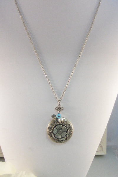 Gypsy Flower, Locket,Silver Locket,Antique Locket,Flower Locket.,Blossom,Gypsy Flower. Handmade Jewelry by ValleyGirlDesigns.
