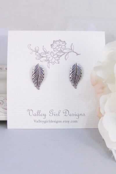 Tiny Leaf,Earrings, Post,Silver Earrings,Earrings,Leaf,Woodland,Wedding,Sterling Silver,Branch,. Handmade Jewelry by valleygirldesigns.