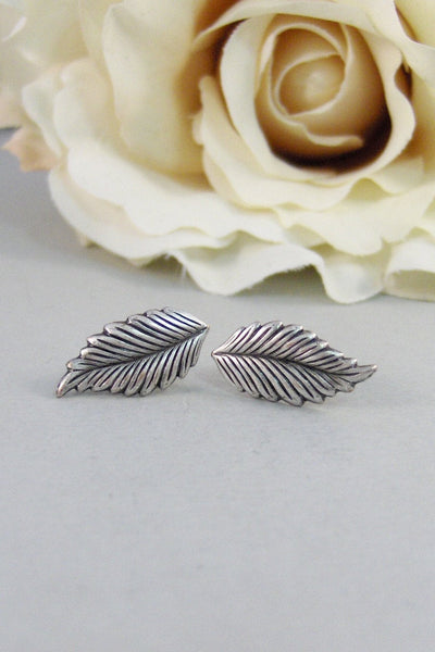 Tiny Leaf,Earrings, Post,Silver Earrings,Earrings,Leaf,Woodland,Wedding,Sterling Silver,Branch,. Handmade Jewelry by valleygirldesigns.