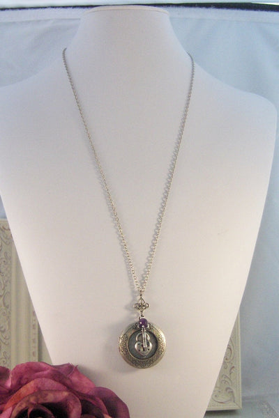 Spell Bound,Locket,Silver,Amethyst,Purple,Gem,Love,Spell,Perfume,Antique Locket,Jewelry,Scent. Handmade jewelry by valleygirldesigns.