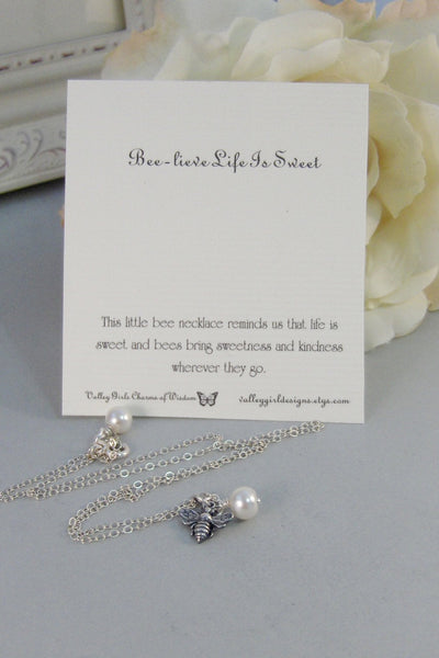 Beelieve Life Is Sweet,Necklace,Silver,Bee Necklace,Bracelet, Bee,Birthstone,Sterling ,Personalize,Pearl,Bride,Wedding. valleygirldesigns.