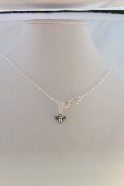 Beelieve Life Is Sweet,Necklace,Bracelet,Infinity Necklace,Bee Infinity,Silver,Bee Necklace,Bee,Infinity,Infinite,Jewelry valleygirldesigns.