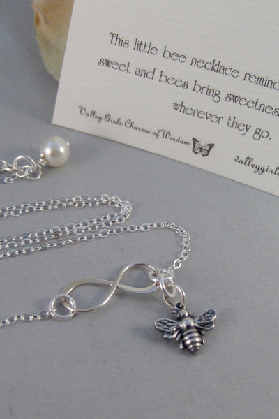 Beelieve Life Is Sweet,Necklace,Bracelet,Infinity Necklace,Bee Infinity,Silver,Bee Necklace,Bee,Infinity,Infinite,Jewelry valleygirldesigns.
