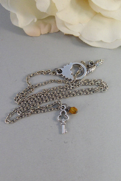 Key To Success,Necklace,Antique Necklace,Keys,Silver,Key Necklace,Key,Birthstone,Personalize,Steampunk,Antique.Jewelry by valleygirldesigns.