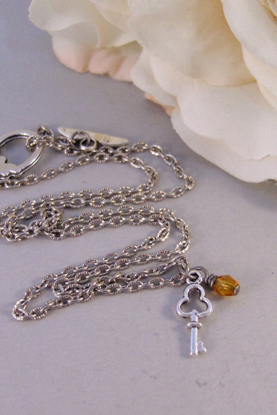 Key To Success,Necklace,Antique Necklace,Keys,Silver,Key Necklace,Key,Birthstone,Personalize,Steampunk,Antique.Jewelry by valleygirldesigns.
