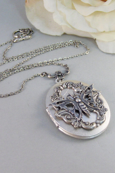 Bella's Wings,Necklace,Locket,Butterfly,Silver Locket,Butterfly Locket,Steampunk,Steampunk Locket. Jewelry by valleygirldesigns on Etsy.