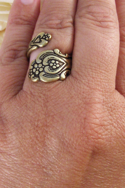 Bass Rosey Spoon,Ring,Brass Ring,Rose,Spoon Ring,,Ring,Flower Ring,Antique Ring,Antique Brass,Handmade jewelery by valleygirldesigns.