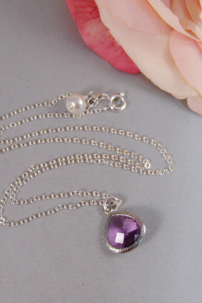Lavender Drop,Lavender Necklace,Purple Bridesmaid,Necklace,Silver Necklace,Amethyst Necklace,Amethyst,Sterling Silver valleygirldesigns.