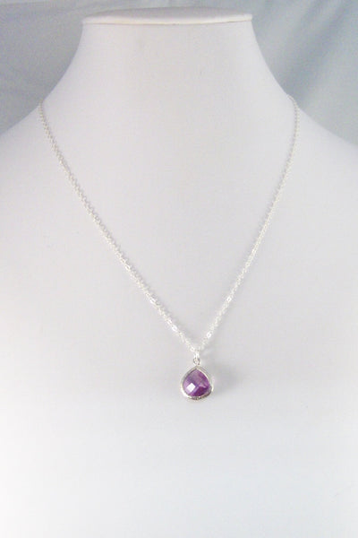 Lavender Drop,Lavender Necklace,Purple Bridesmaid,Necklace,Silver Necklace,Amethyst Necklace,Amethyst,Sterling Silver valleygirldesigns.