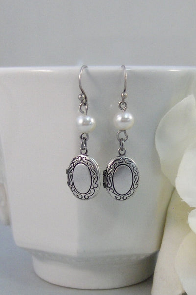 Secrets,Earring,Vintage Earrings,Locket,Locket Earrings,Pearl Earrings,Pearl,Vintage Style,Handmade Jewelry by valleygirldesigns.