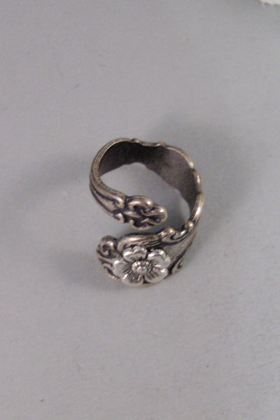 Blossom Flower,Ring,Silver,Spoon,Spoon Ring,Blossom,Flower,Antique Ring,Silver Ring,Wrapped,Adjustable,Bridesmaid.by valleygirldesigns.