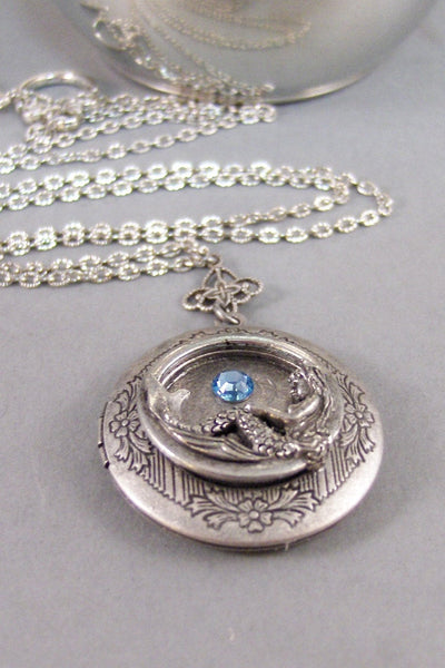 Siren's Birthstone,Mermaid Necklace,Birthstone Necklace,Mermaid Locket,Birthstone Locket,Personalized Locket,Mermaid Jewelry,Handmade