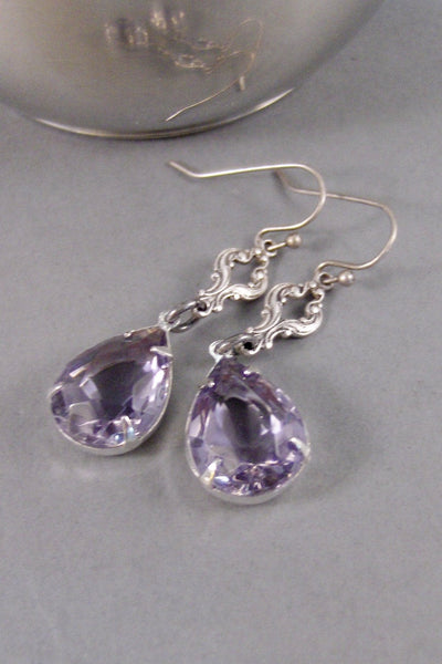 Lavender,Earring,Vintage Earrings,Birthstone,Purple,Earring,Vintage Rhinestone,Alexandrite,Purple Stone,June Birthstone.valleygirldesigns.