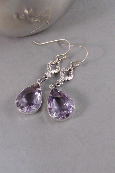 Lavender,Earring,Vintage Earrings,Birthstone,Purple,Earring,Vintage Rhinestone,Alexandrite,Purple Stone,June Birthstone.valleygirldesigns.