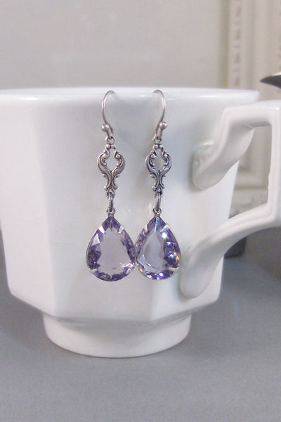 Lavender,Earring,Vintage Earrings,Birthstone,Purple,Earring,Vintage Rhinestone,Alexandrite,Purple Stone,June Birthstone.valleygirldesigns.