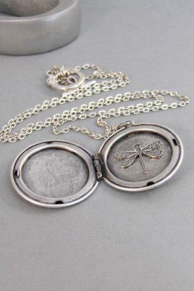 Hidden Dragonfly,Locket,Dragonfly,Minimalist,Secret Locket,Dragonfly Locket,Antique Locket,Silver Locket,Dragonfly Necklace.valleygirldesign