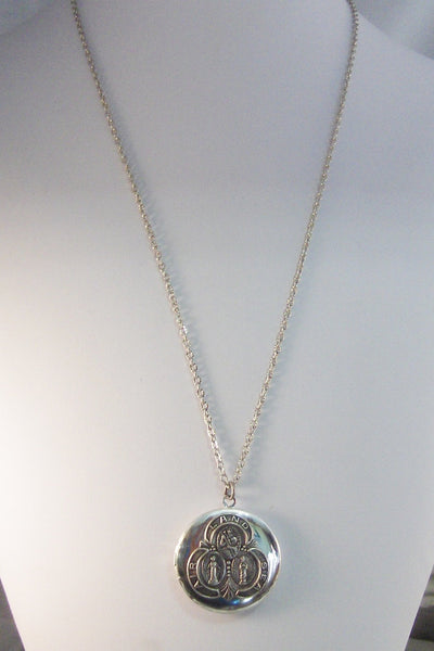 Saints Locket,Necklace,Locket,Silver Locket,Mens,Saint,Chrisopher,Medal,Silver,Sterling Silver. Handmade Jewelry by Valleygirldesigns.