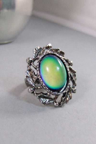 Morgana's Mood Ring,Ring,Silver,Mood Ring,Antique Ring,Silver Ring,Wrapped,Adjustable,Bridesmaid,Mood Stone,Stone,Mood. valleygirldesigns.
