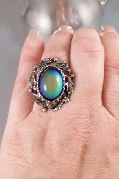 Morgana's Mood Ring,Ring,Silver,Mood Ring,Antique Ring,Silver Ring,Wrapped,Adjustable,Bridesmaid,Mood Stone,Stone,Mood. valleygirldesigns.