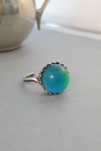 Inner Spirit,Ring,Silver,Mood Ring,Antique Ring,Silver Ring,Wrapped,Adjustable,Bridesmaid,Mood Stone,Stone,Mood. valleygirldesigns.