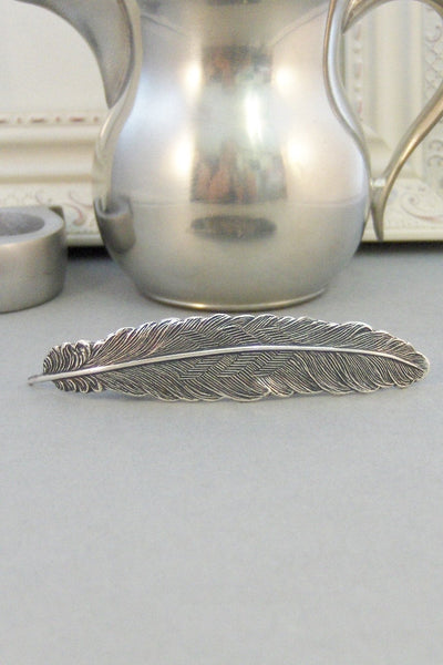 Inner Spirit,Barrette,Hair Pin,Hair Accessory,Head Band,Feather,Feather Barrette,Silver Barrette,Feather Hair,Hair. valleygirldesigns.
