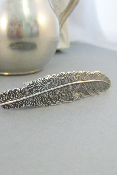Inner Spirit,Barrette,Hair Pin,Hair Accessory,Head Band,Feather,Feather Barrette,Silver Barrette,Feather Hair,Hair. valleygirldesigns.