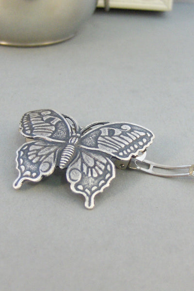Inner Spirit,Butterfly,Butterfly Barrette,Monarch,Monarch Barrette,Hair Accessory,Head Band,Silver Barrette,Wings,valleygirldesigns.
