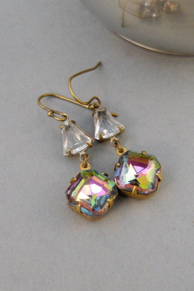 Bellissimo,Diamond Earring,Vintage Earring,Vintage Rhinestone Earring,Vintage Jewelry,Vitrial Earrings,Vintage Earrings, valleygirldesigns.