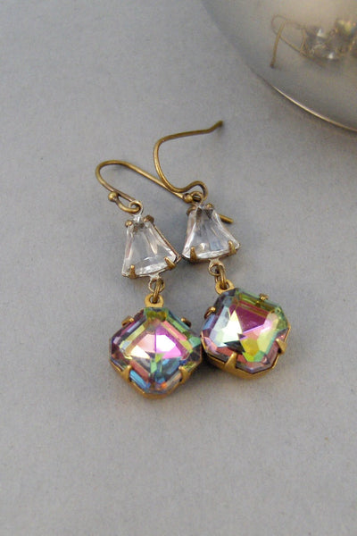 Bellissimo,Diamond Earring,Vintage Earring,Vintage Rhinestone Earring,Vintage Jewelry,Vitrial Earrings,Vintage Earrings, valleygirldesigns.