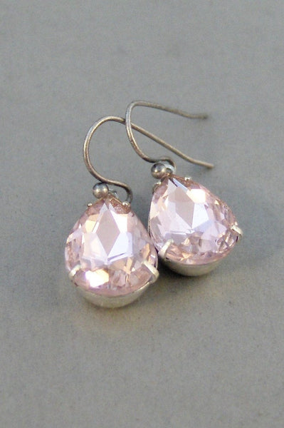Pretty Pink Earrings,Pink Earrings,Pink Rhinestone,Vintage Earrings,Earrings,Silver Earrings,Pink Earrings,Blush Earrings,Valleygirldesigns