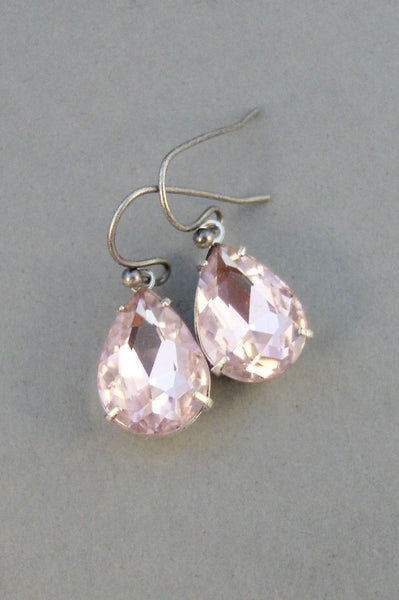 Pretty Pink Earrings,Pink Earrings,Pink Rhinestone,Vintage Earrings,Earrings,Silver Earrings,Pink Earrings,Blush Earrings,Valleygirldesigns