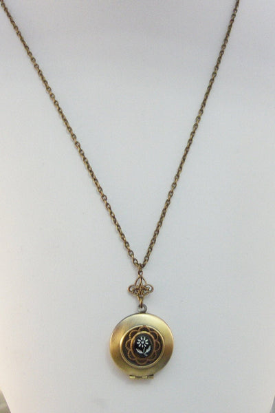 Black Daisy,Locket,Daisy Locket,Vintage Necklace,Vintage Locket,Black,Flower Locket,Necklace,Vintage Rhinestone,Handmade. ValleyGirlDesigns.