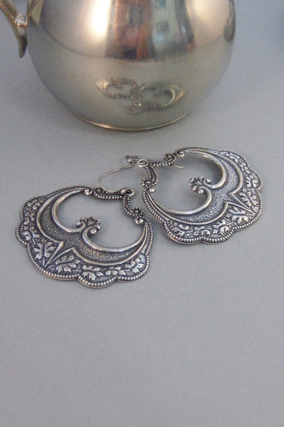 Gypsy Girl,Earrings,Silver Earrings,Antique,Vintage Style,Wedding,Antique Earrings,Boho,Hamsa,Boho Earring,Hoop Earring.valleygirldesign