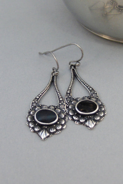 Midnight Onyx,Earring,Black Onyx Earring,Flower Earring,Black Earring,Black Flower,Black Onyx,Onyx,Summer,Boho,Gypsy.valleygirldesigns.