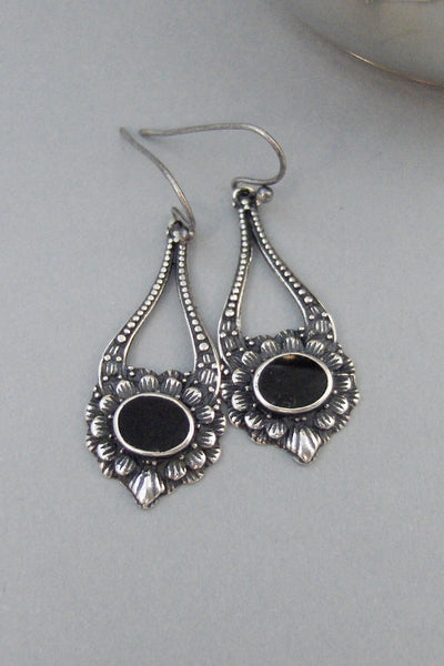Midnight Onyx,Earring,Black Onyx Earring,Flower Earring,Black Earring,Black Flower,Black Onyx,Onyx,Summer,Boho,Gypsy.valleygirldesigns.