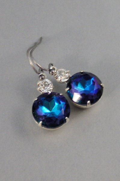 Cosmos,Blue Earring,Vintage Earrings,Blue,Earring,Sapphire,Blue Stone,Sapphire Earrings,Rhinestone. Handmade Jewelry by valleygirldesigns.