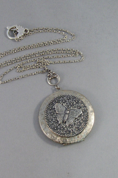 Flowering Butterfly,Necklace,Locket,Butterfly,Silver Locket, Butterfly Locket,Wings,Silver,Butterfly Necklace,Butterfly Jewelry,Flowers,Wing