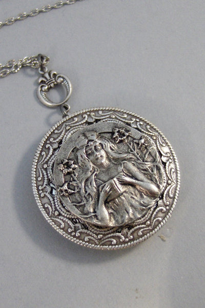 Summer Solstice,Litha,Locket,Silver Locket,Girl,Goddess,Antique Locket,Summer,Summer Solstice,Goddess Locket,Goddess valleygirldesigns.