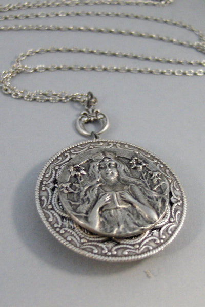 Summer Solstice,Litha,Locket,Silver Locket,Girl,Goddess,Antique Locket,Summer,Summer Solstice,Goddess Locket,Goddess valleygirldesigns.