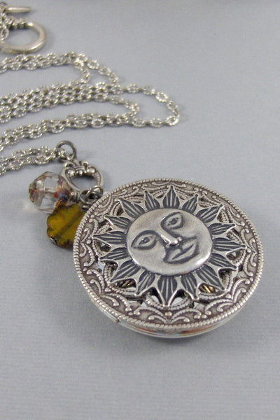 Sunshine,Sun,Sun Necklace,Sun Locket,Necklace,Locket,Silver Locket,Sun,Sun Locket,Sun Necklace,Summer Necklace,Valleygirldesigns.
