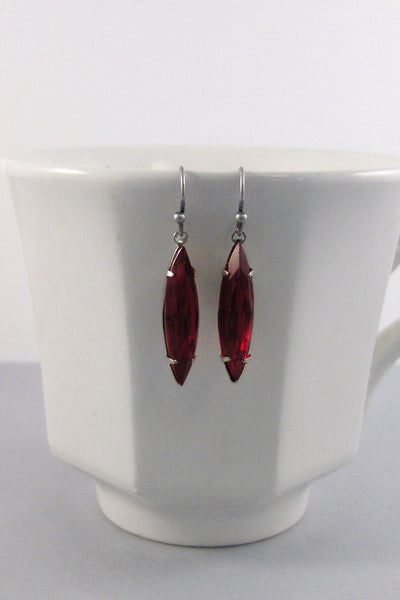 Rubies,Earring,Vintage Earrings,Garnet,Ruby Earrings,Red,Rhinestone,Red Earring,Red Stone,Silver Earring,Vintage Earring valleygirldesigns.
