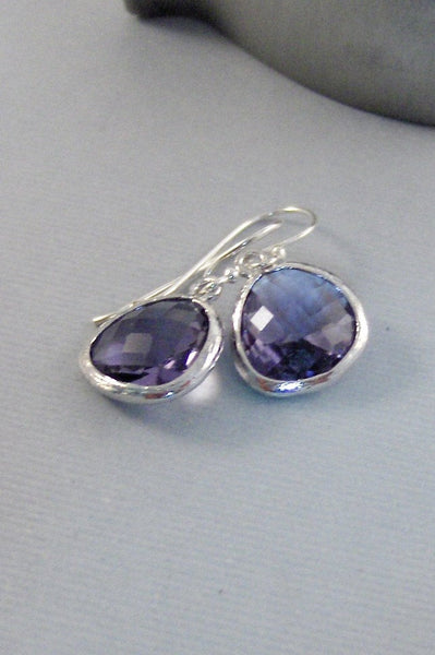 Tanzanite Droplets,Purple Earrings,Silver Earrings,Sterling Silver,Bride,Amethyst,Purple,Wedding,February Birthstone,Stone Valleygirldesigns
