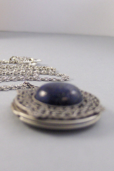 Lapis Lazuli,Locket,Antique Locket,Silver Locket,Blue STone,Gemstone Locket,Gemstone Necklace,Lapis Lazuli Necklace,
